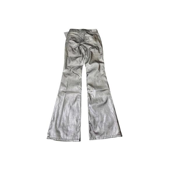 STUNNING Women's Faux Leather Pants LOVE FIRE Size 1 Metallic Silver Flare NWT - Picture 4 of 4